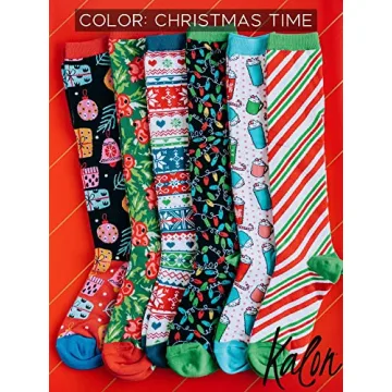 Kalon 6 Pack Women's Knee High Christmas Socks Gift Set