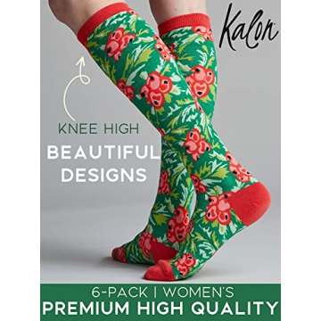 Kalon 6 Pack Women's Knee High Christmas Socks Gift Set