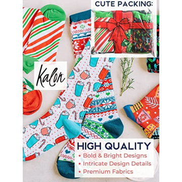 Kalon 6 Pack Women's Knee High Christmas Socks Gift Set