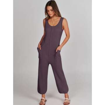 ANRABESS Women's Casual Loose Sleeveless Knit Jumpsuits - Summer Tank Sweater Loungewear