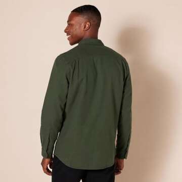 Amazon Essentials Men's Flannel Shirts, Long-Sleeve, Slim-Fit, Two-Pocket, Plaid, X-Large, Olive Heather