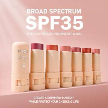 KYDA Mineral Color Balm, SPF 35, Creamy Blendable Color for Lips&Cheeks, Buildable Shimmer Finish, Lightweight Formula, Multiuse Makeup Stick, PINK