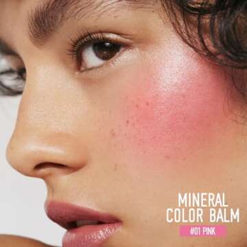 KYDA Mineral Color Balm, SPF 35, Creamy Blendable Color for Lips&Cheeks, Buildable Shimmer Finish, Lightweight Formula, Multiuse Makeup Stick, PINK