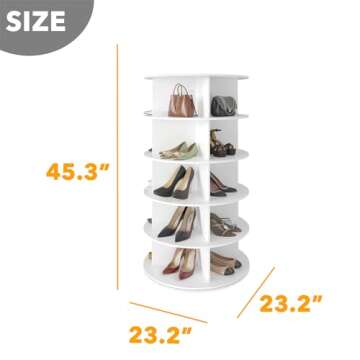 SpaceAid 5 Tier Rotating Shoe Rack Tower, Spinning Shoe Display Lazy Susan, Revolving 360 Shoe Rack ...