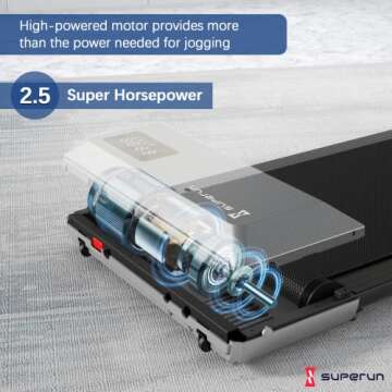 SupeRun 2024 Newest Walking Pad Treadmill, 2.5 HP Under Desk Treadmill, 2 in 1 Portable Treadmill for Home with Remote Control LED Display, 300 Ibs Weight Capacity