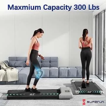 SupeRun 2024 Newest Walking Pad Treadmill, 2.5 HP Under Desk Treadmill, 2 in 1 Portable Treadmill for Home with Remote Control LED Display, 300 Ibs Weight Capacity