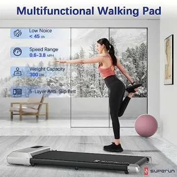 SupeRun 2024 Newest Walking Pad Treadmill, 2.5 HP Under Desk Treadmill, 2 in 1 Portable Treadmill for Home with Remote Control LED Display, 300 Ibs Weight Capacity