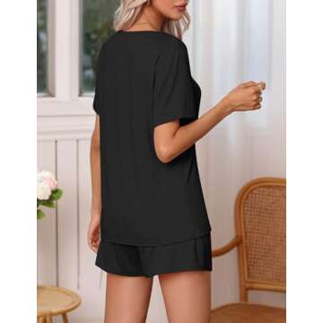 Ekouaer Pajamas Set Women's Short Sleeve Loungewear 2 Piece PJ Shorts Sets Soft Sleepwear with Pocke...