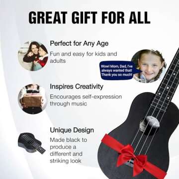 Flight, 4-String Travel Series Soprano Ukulele, Black (TUS-35 BK)