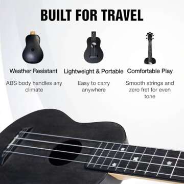 Flight, 4-String Travel Series Soprano Ukulele, Black (TUS-35 BK)