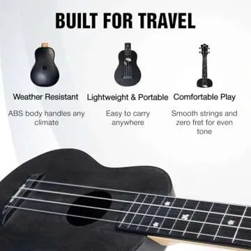Flight, 4-String Travel Series Soprano Ukulele, Black (TUS-35 BK)