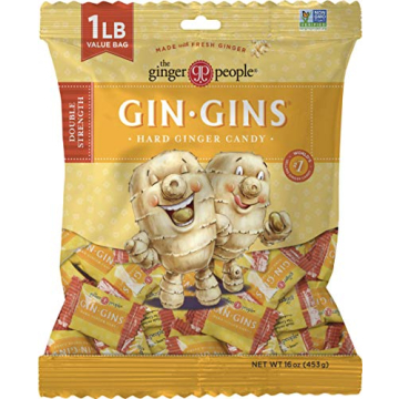 GIN GINS Double Strength Ginger Hard Candy - 1 lb Bag of Healthy, Individually Wrapped Candy