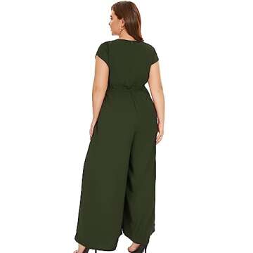 Tanmolo Women's Plus Size V Neck Jumpsuit - Elegant & Stylish
