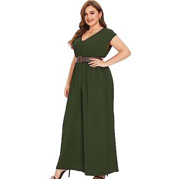 Tanmolo Women's Plus Size V Neck Jumpsuit - Elegant & Stylish