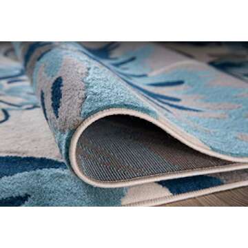 Modern Floral Runner Rug 2' x 7' 2" Turquoise