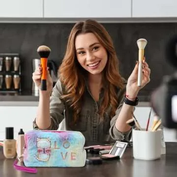 MTDXILTAI Travel Makeup Bag, Cosmetic Bag Make Up Organizer Case Beauty Makeup Lipstick Cosmetic Accessories Organizer, Small Travel Kit Storage Pouch (LOVE)