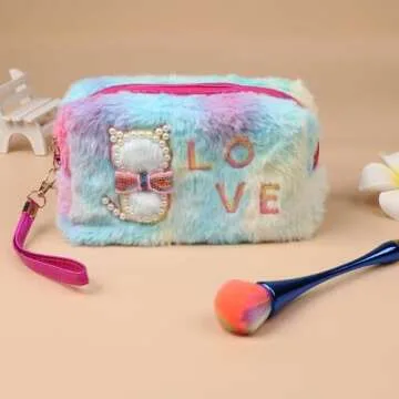 MTDXILTAI Travel Makeup Bag, Cosmetic Bag Make Up Organizer Case Beauty Makeup Lipstick Cosmetic Accessories Organizer, Small Travel Kit Storage Pouch (LOVE)