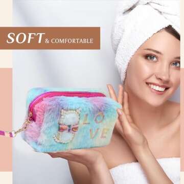 MTDXILTAI Travel Makeup Bag, Cosmetic Bag Make Up Organizer Case Beauty Makeup Lipstick Cosmetic Accessories Organizer, Small Travel Kit Storage Pouch (LOVE)