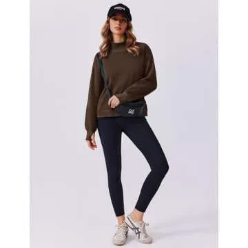 PINSPARK Sweatshirt for Women 2024 Fall Outfits Long Sleeve Fleece Top Turtleneck Sweater Shirts with Side Pockets Thumb Hole