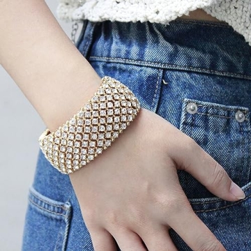 Lavencious 7" Rhinestone Stretch Bracelet for Women