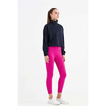 altiland Half Zip Pullover Cropped Jackets for Women Long Sleeve Workout Athletic Running Yoga Shirts (S, Black)