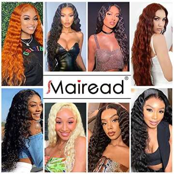 Mairead 28 Inch Long Curly Synthetic Wigs for Black Women Skunk Stripe Wig Side Part Loose Deep Wave Wig Small Lace Front Wigs Natural Looking Crimps Curls Wig