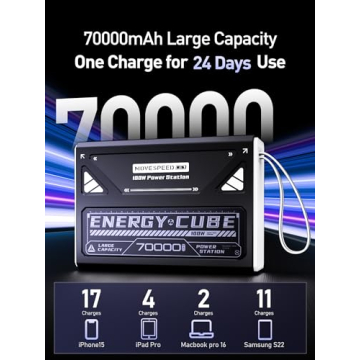Movable 70,000mAh Power Bank - Fast Charging, 4 Ports