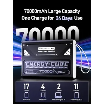 Movable 70,000mAh Power Bank - Fast Charging, 4 Ports