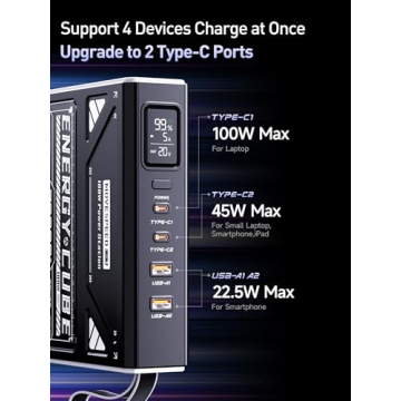 Movable 70,000mAh Power Bank - Fast Charging, 4 Ports