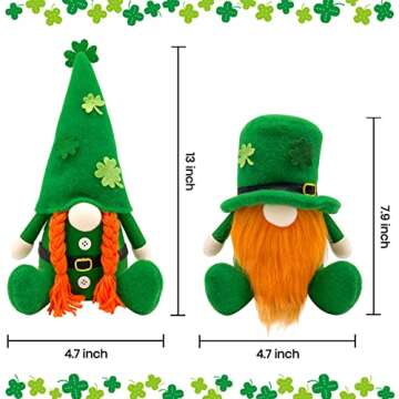 Teeker St Patricks Day Decorations Gnome Plush Home Table Ornament Decor Green Irish Faceless St Pat...