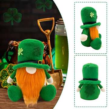 Teeker St Patricks Day Decorations Gnome Plush Home Table Ornament Decor Green Irish Faceless St Patricks Day Gnome for St Patricks Day Gifts Faceless Dwarf Swedish Tomte Leprechaun