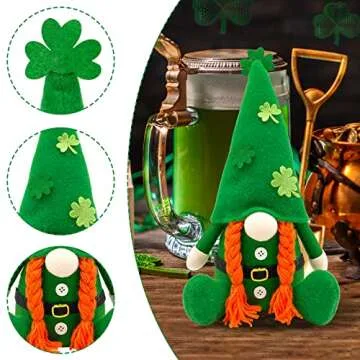 Teeker St Patricks Day Decorations Gnome Plush Home Table Ornament Decor Green Irish Faceless St Patricks Day Gnome for St Patricks Day Gifts Faceless Dwarf Swedish Tomte Leprechaun