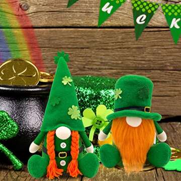 Teeker St Patricks Day Decorations Gnome Plush Home Table Ornament Decor Green Irish Faceless St Patricks Day Gnome for St Patricks Day Gifts Faceless Dwarf Swedish Tomte Leprechaun