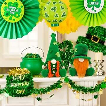 Teeker St Patricks Day Decorations Gnome Plush Home Table Ornament Decor Green Irish Faceless St Patricks Day Gnome for St Patricks Day Gifts Faceless Dwarf Swedish Tomte Leprechaun