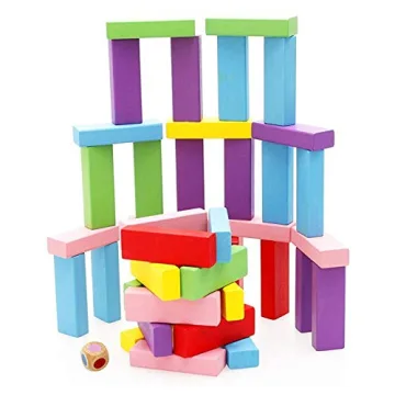 Lewo Colorful Wooden Stacking Blocks for Family Fun