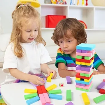 Lewo Colorful Wooden Stacking Blocks for Family Fun