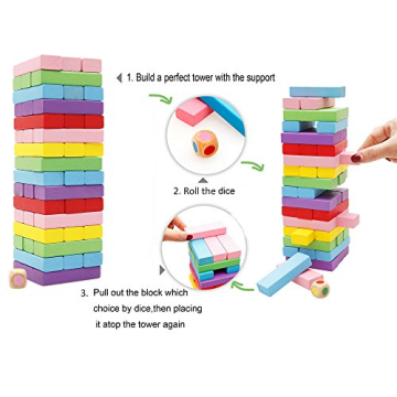 Lewo Colorful Wooden Stacking Blocks for Family Fun