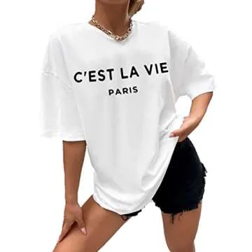 Zoyami Womens Vintage Oversized T Shirt Casual Summer Top