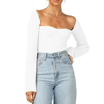 Sweetheart Neck Ribbed Bustier Sweater Top Trend 2021