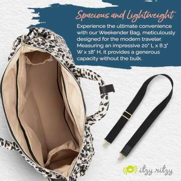 Itzy Ritzy Dream Weekender Lightweight Travel & Hospital Bag Features Base Compartment & 12 Pockets, Leopard