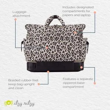 Itzy Ritzy Dream Weekender Lightweight Travel & Hospital Bag Features Base Compartment & 12 Pockets, Leopard