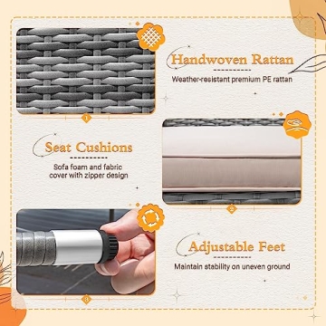 Flamaker 7 Piece Patio Dining Set with Acacia Wood Table