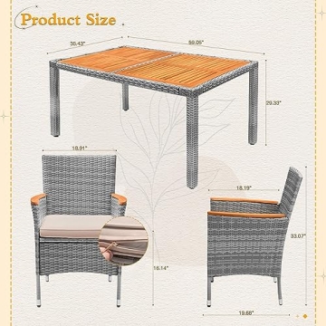 Flamaker 7 Piece Patio Dining Set with Acacia Wood Table