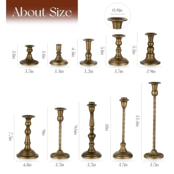 Candeldo Gold Candlestick Holders Set of 10 Elegant Decor
