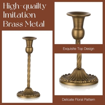 Candeldo Gold Candlestick Holders Set of 10 Elegant Decor