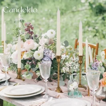 Candeldo Gold Candlestick Holders Set of 10 Elegant Decor