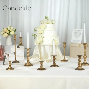 Candeldo Gold Candlestick Holders Set of 10 Elegant Decor