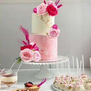 Hot Pink Girl Cake Topper Boho Flower Cake Decoration for Boho Wedding Birthday Baby Shower Girl Party Cake Decoration Supplies