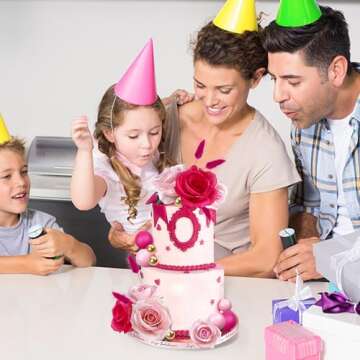 Hot Pink Girl Cake Topper Boho Flower Cake Decoration for Boho Wedding Birthday Baby Shower Girl Party Cake Decoration Supplies