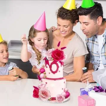 Hot Pink Girl Cake Topper Boho Flower Cake Decoration for Boho Wedding Birthday Baby Shower Girl Party Cake Decoration Supplies